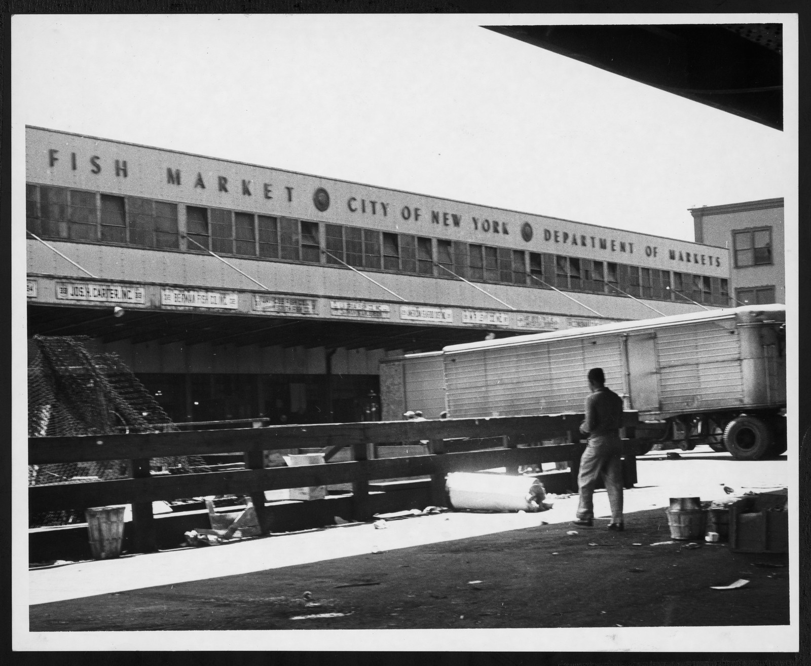 Truck loading at the Fish Market, City of New York Department of Markets — historic image