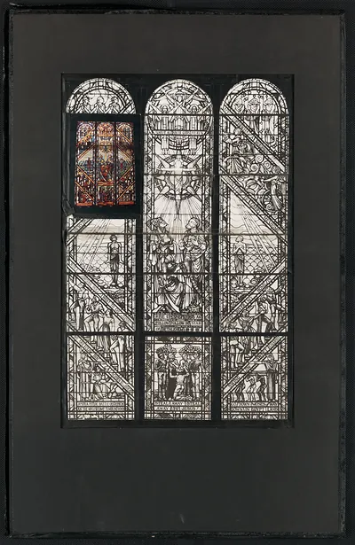 Design drawing for stained glass window with spirituals text