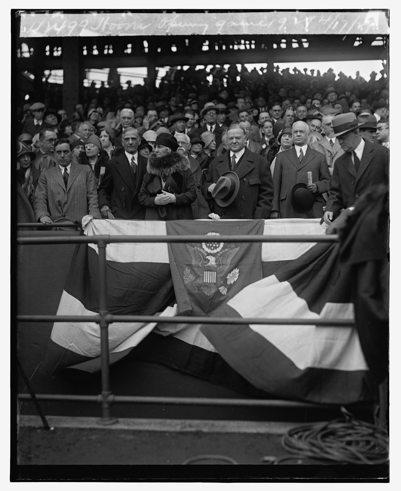 Hoover, Opening game, 1929, 4/17/29, 1929 April 17. — historic photograph