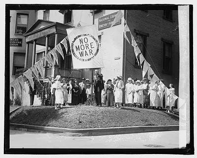 No More War" banner