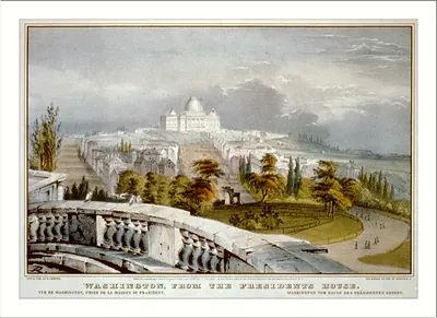 Washington, from the presidents house: vue de Washington, prise de la maison du president / Washington vom hause des prasidenten gesehn