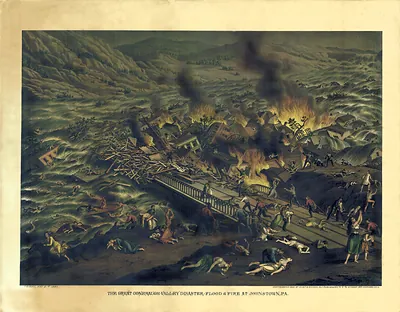 The Great Conemaugh Disaster - Johnstown Flood - Kurz and Allison, 1889 color correct, Pennsylvania