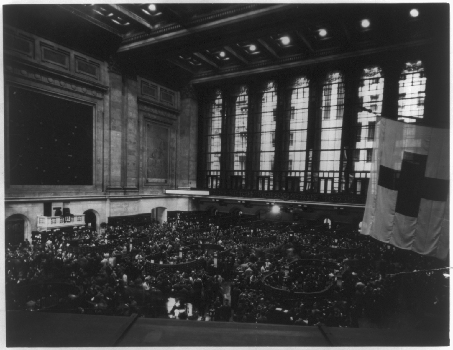 [Floor of Stock Exchange during market session, New York City] — historic photograph