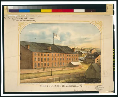 Libby Prison, Richmond, Va. / sketched by W.C. Schwartzburg, Co. A, 24th Wis. Vols. ; lith. by E. Sachse & Co., Baltimore.