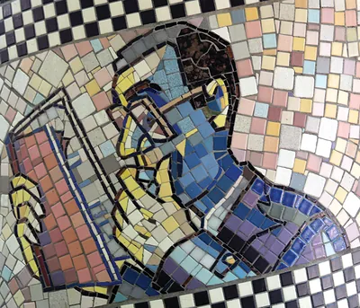 Reading Man Detail, George F. Fishman's 1991 Mosaic,