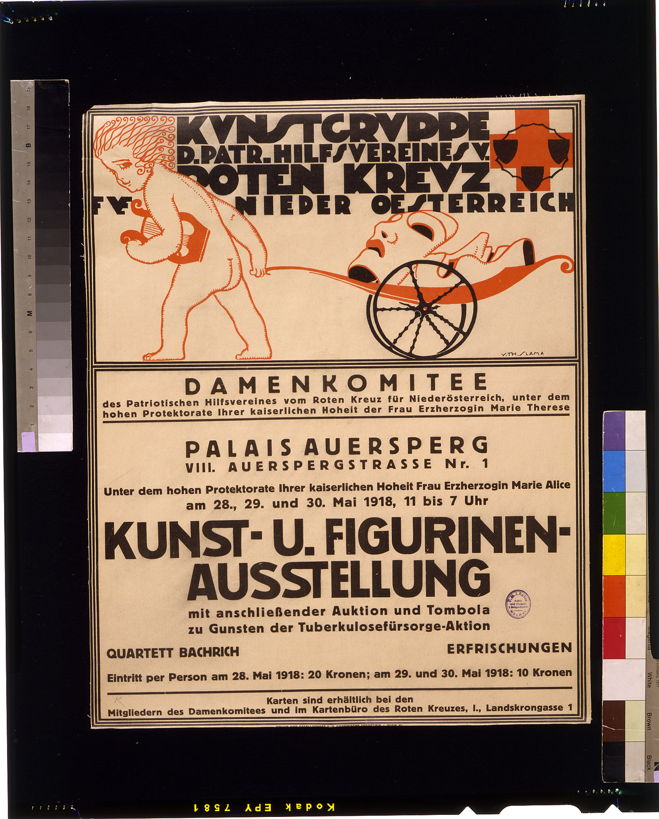 Kunst- u. Figurinenausstellung ... / V. Th. Slama., 1918 — vintage poster