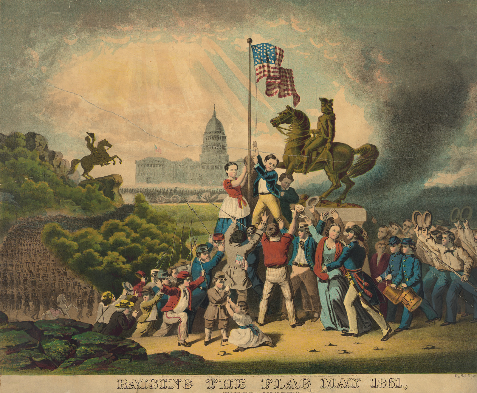 Raising the Flag, May 1861 (from the original picture by Winner), 1864 — historic image