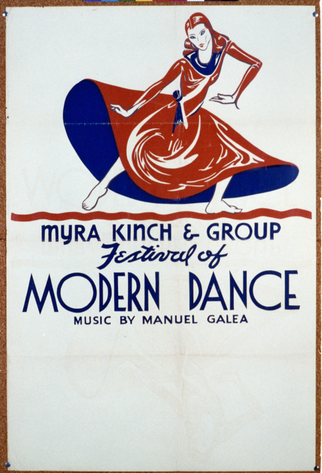 Festival of modern dance - Myra Kinch & group Music by Manuel Galea., 1938 — vintage poster
