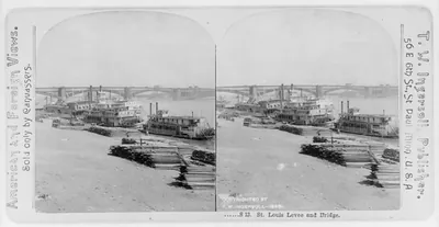 [Mo. - St. Louis - View of Levee looking toward Eads Bridge]