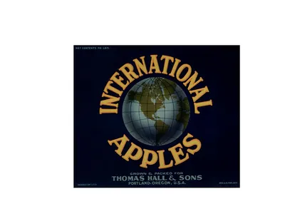 International Apples crate label, Thomas Hall & Sons, Portland