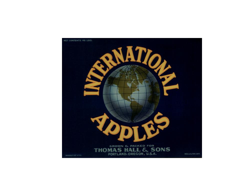 International Apples crate label, Thomas Hall & Sons, Portland — historic image