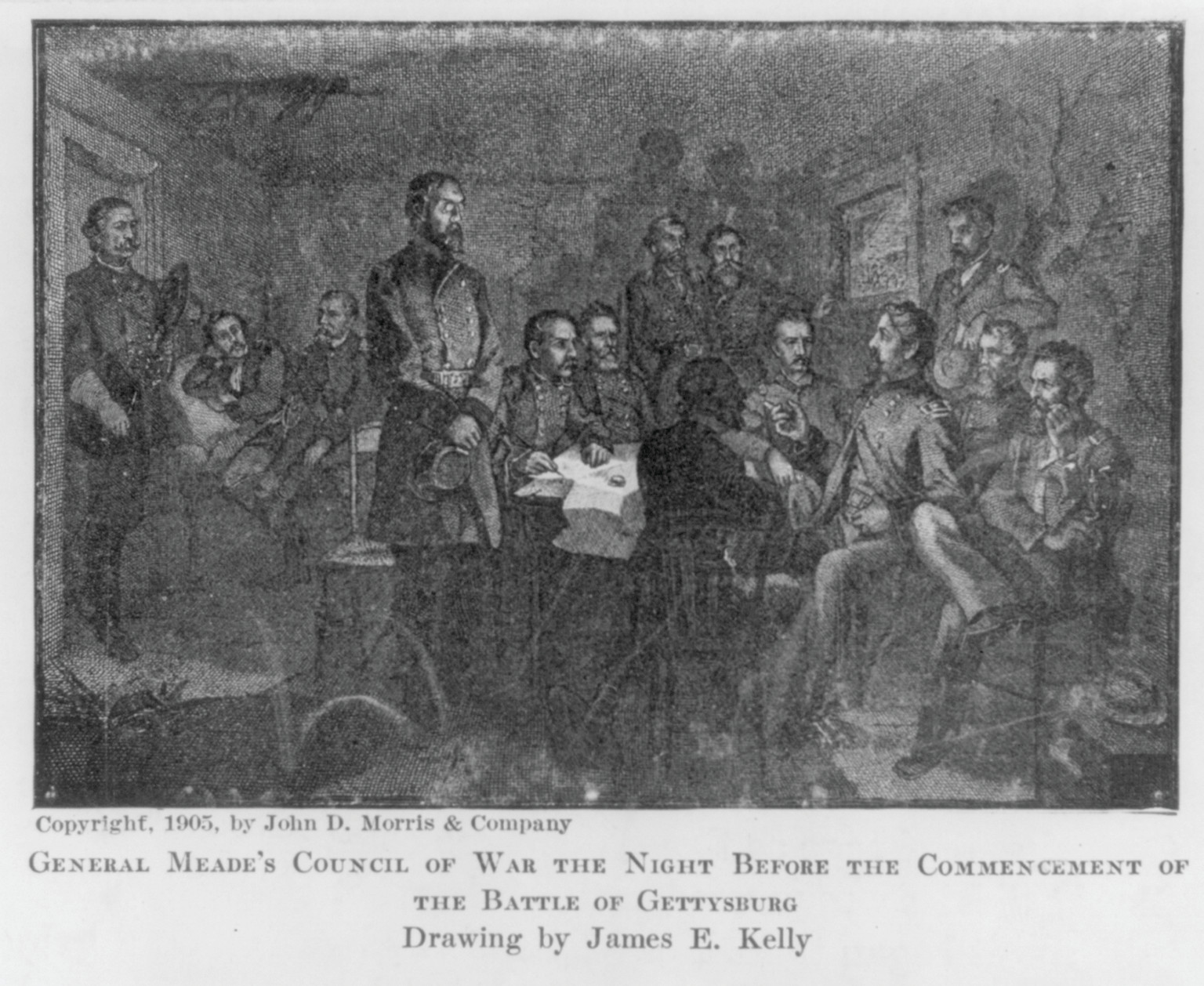 [General Meade's Council of War the night before the commencement of the battle of Gettysburg], c1905. — historic print