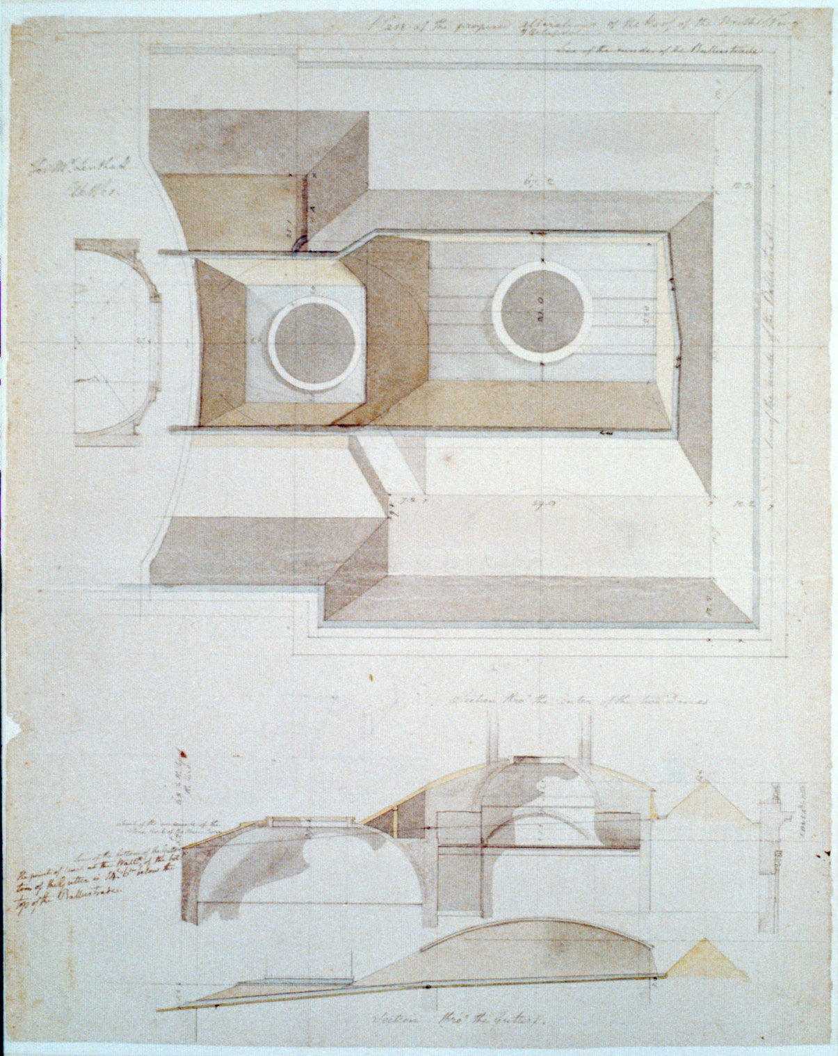 [United States Capitol, Washington, D.C. Plan & section of roof, north wing], [between 1803 and 1814] — historic drawing
