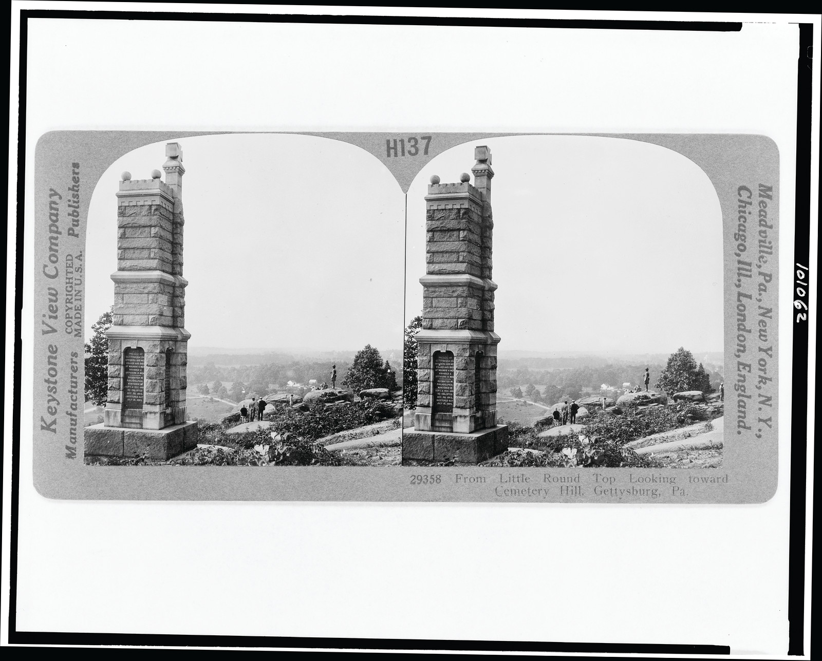 From Little Round Top looking toward Cemetery Hill, Gettysburg, Pa., Meadville, Pa. : Keystone View Company, c1927. — historic photograph