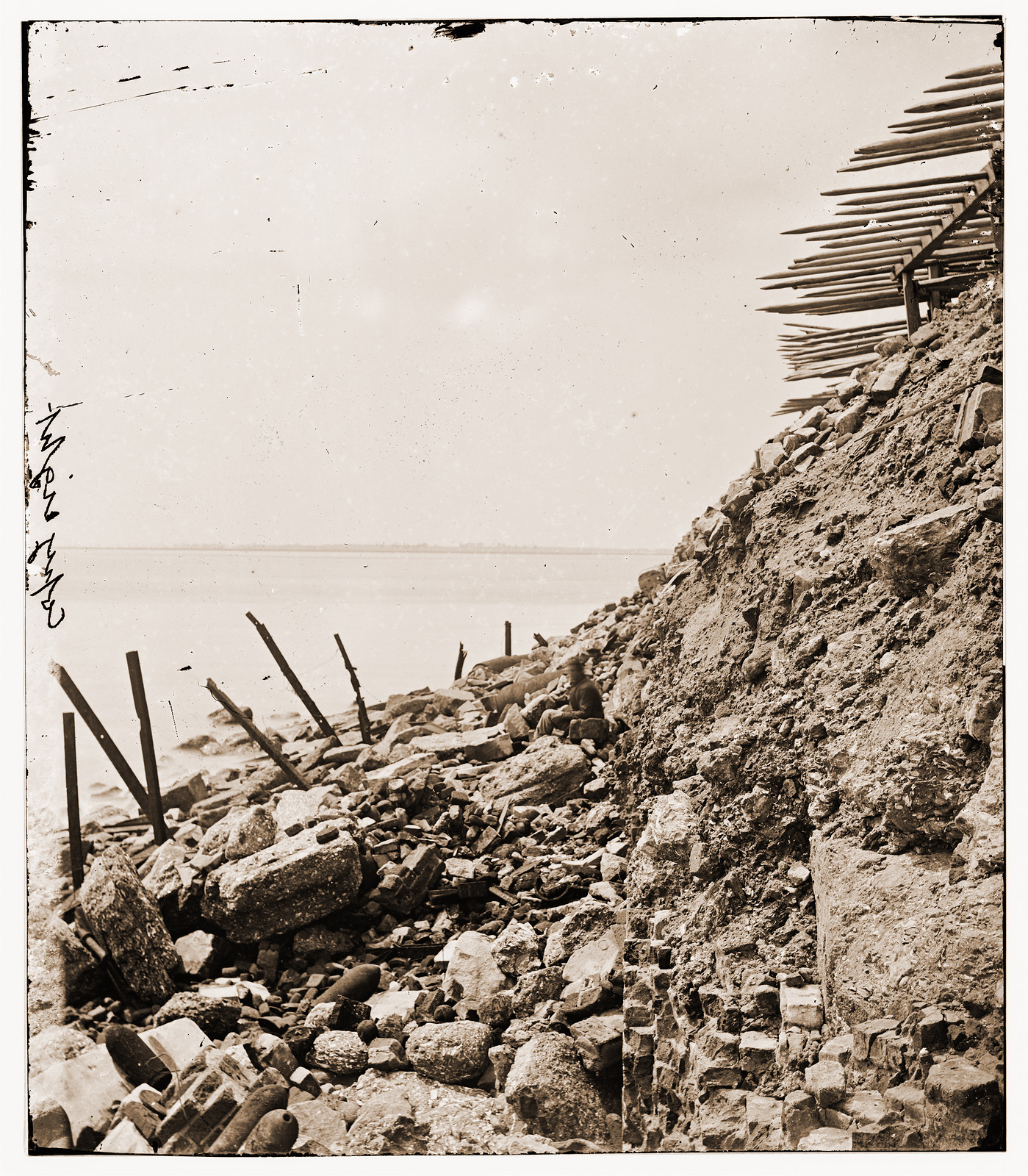 Charleston South Carolina. Exterior view of Fort Sumter showing result of bombardme, 1865 — historic photograph