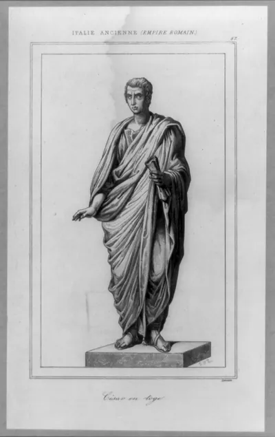 [C. Julius Caesar, full-length statue, standing, facing left]