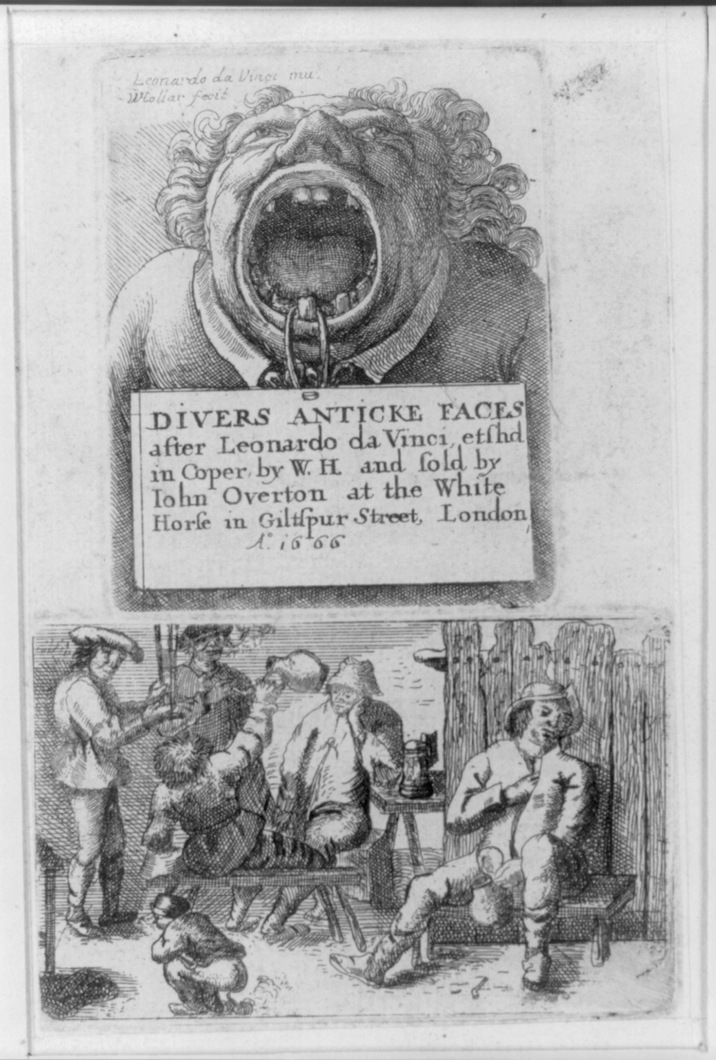 Divers anticke faces after Leonardo da Vinci, etched in copper by W.H...London 1666 — historic print