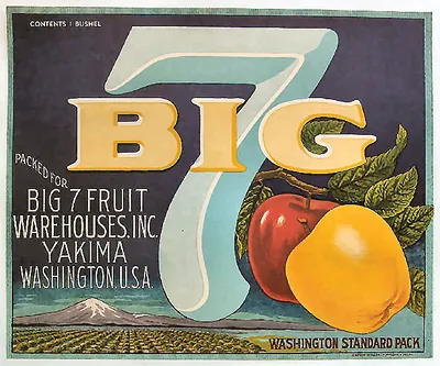 Big 7 Washington standard pack apple crate label