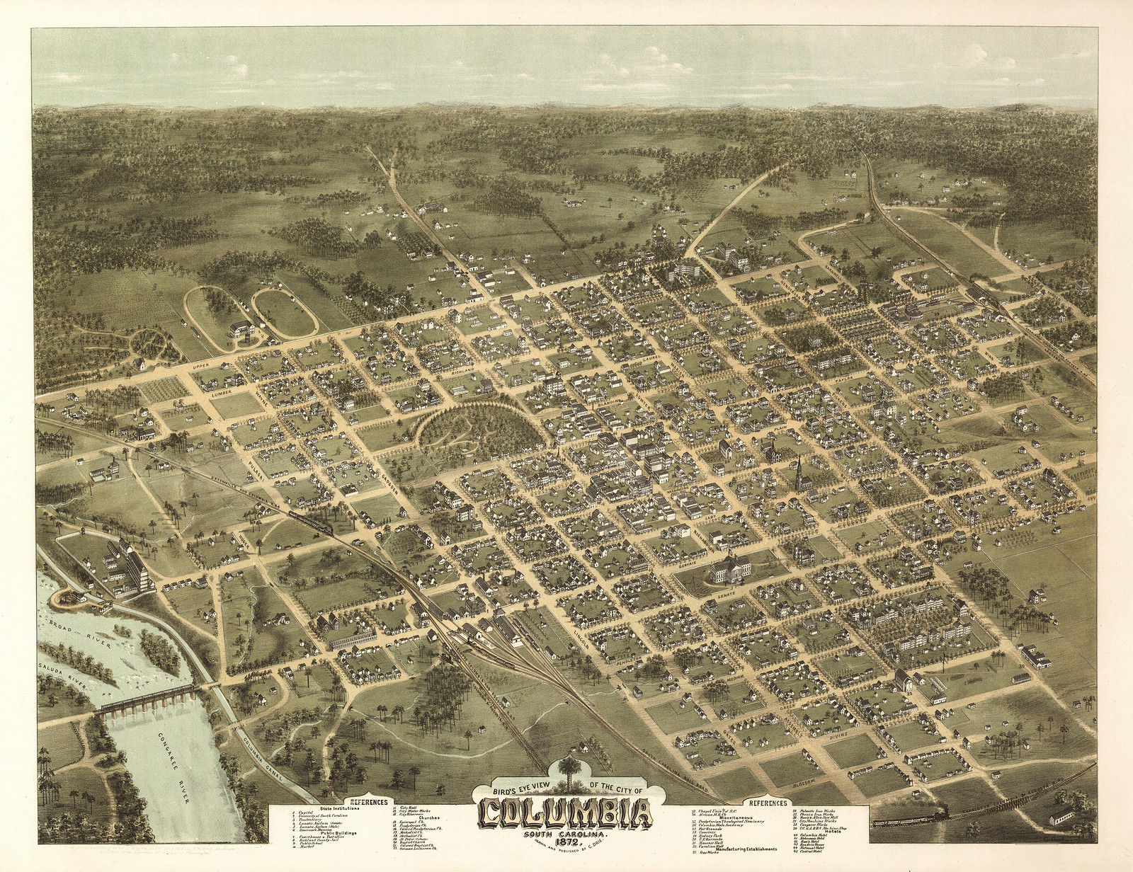 SC Columbia 1872 MAP, 1872 — antique map