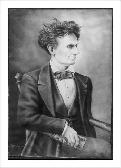 Charcoal portrait of a seated man in a bow tie