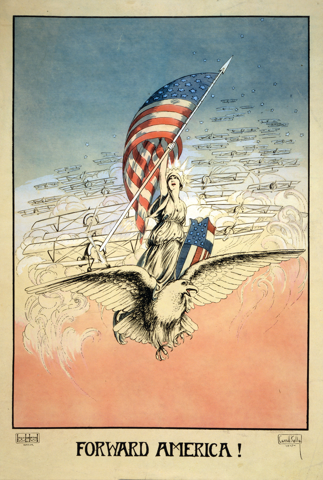 Forward America! Carroll Kelly, c. 1917 — vintage poster