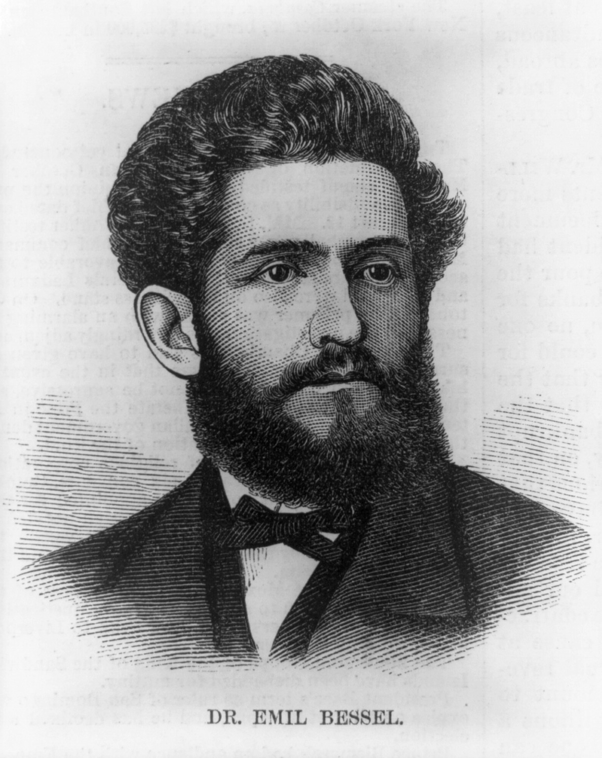 [Emil Bessel, 1847-1888, bust portrait] — antique engraving