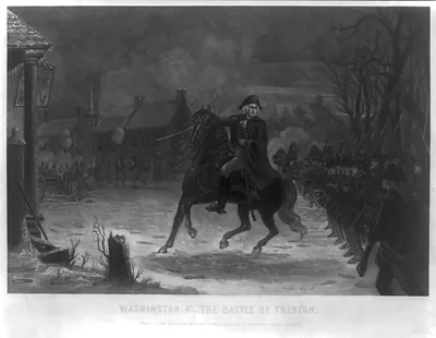 Washington at the Battle of Trenton / Engraved by Illman Brothers from the original in the possession of Charles J. Peterson.
