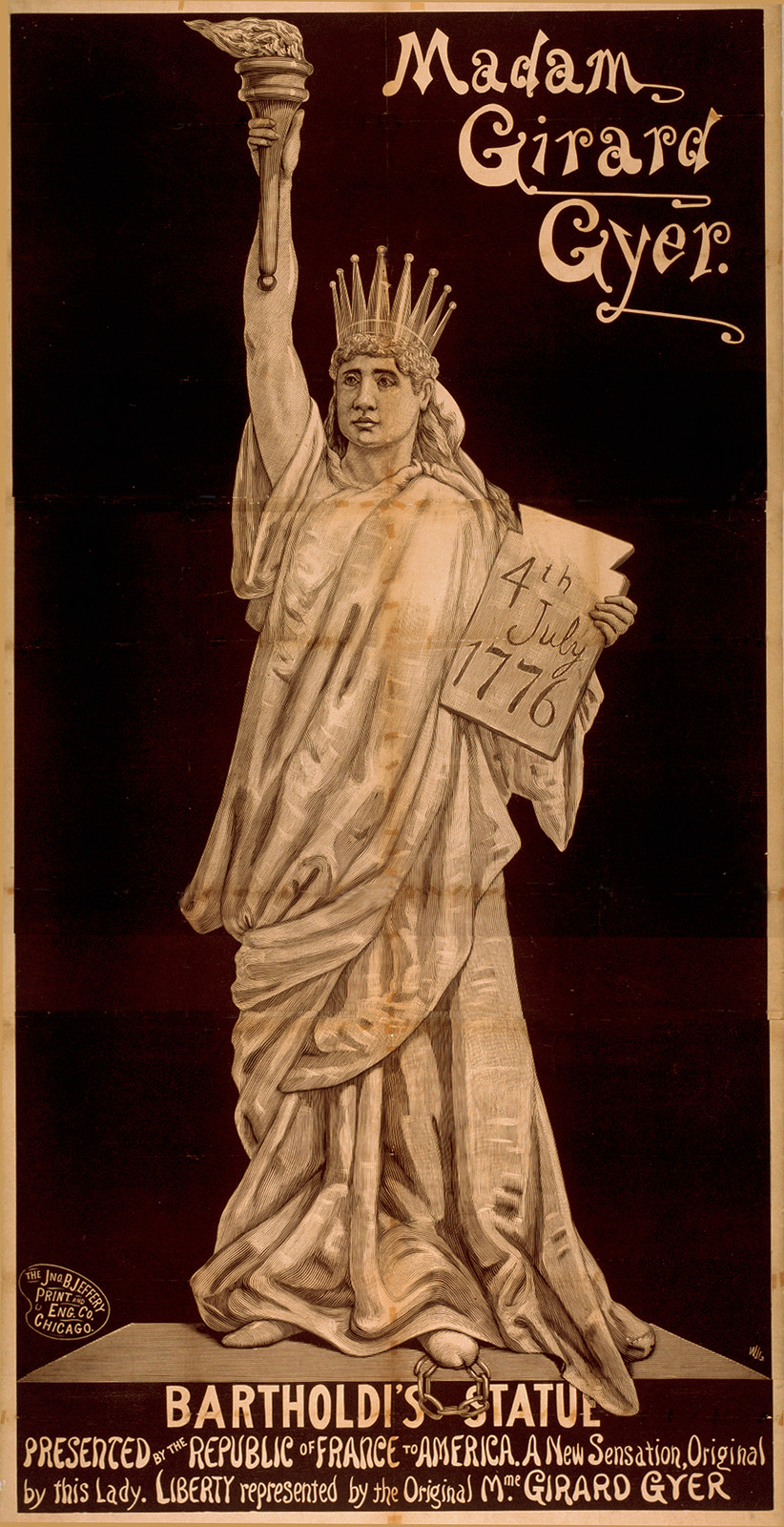 Madam Girard Gyer: Bartholdi's Statue, theatrical poster — vintage poster