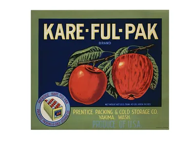 KARE-FUL-PAK Brand Apple Crate Label, Yakima, Wash.
