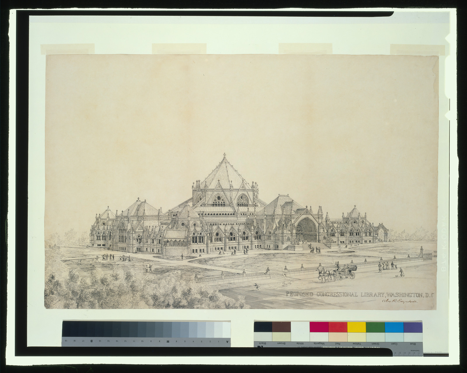 [Library of Congress (Congressional Library") D.C. Perspective rendering]", [1873] — historic drawing