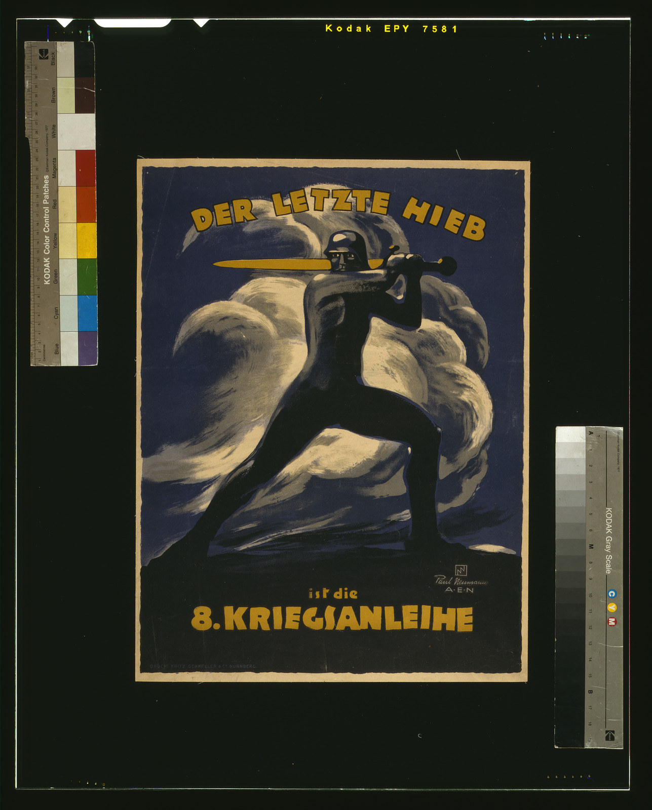 Der letzte Hieb ist die 8. Kriegsanleihe / Paul Neumann A.E.N., 1918 — vintage poster