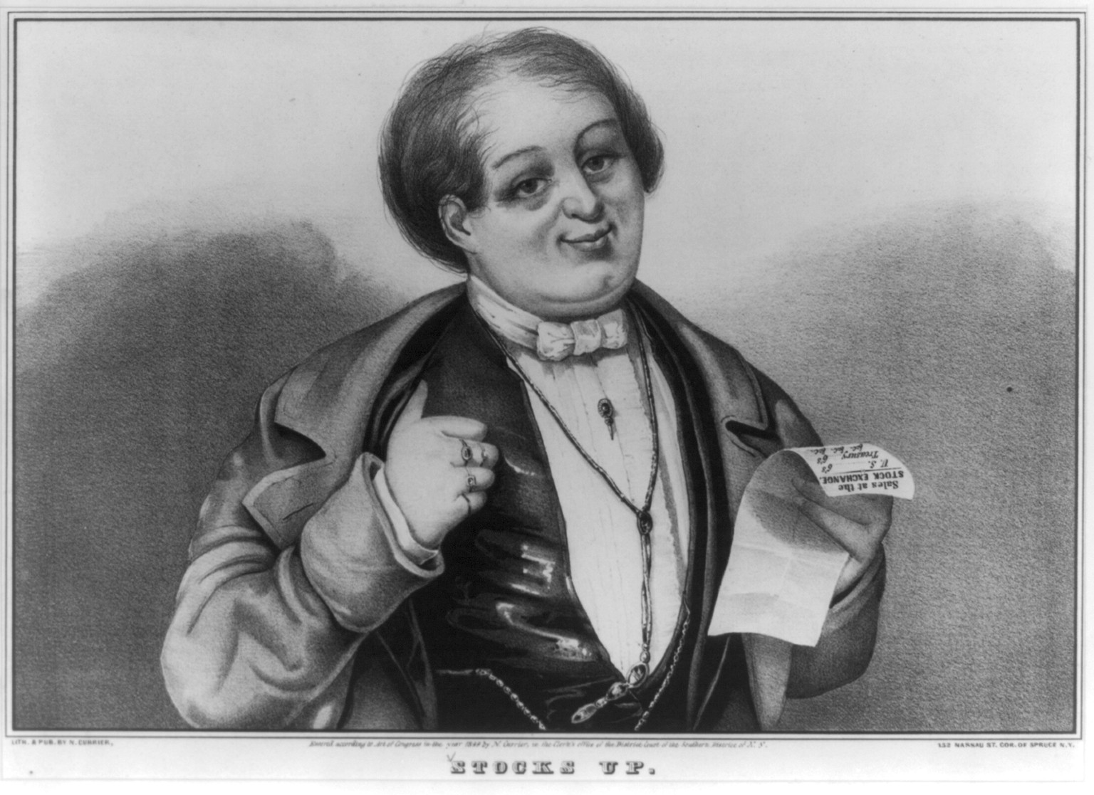 Stocks up, New York : Published by N. Currier, c1849. — antique lithograph
