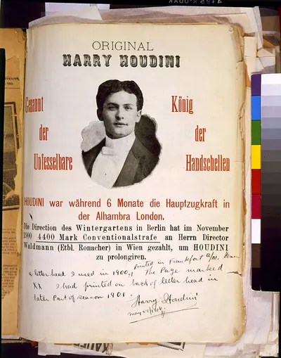 [Houdini letterhead, with head-and-shoulders portrait of Houdini]