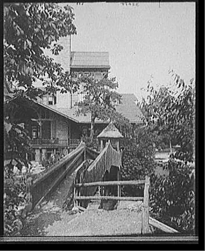 [Lake Mohonk Mountain House, N.Y., rustic bridge]