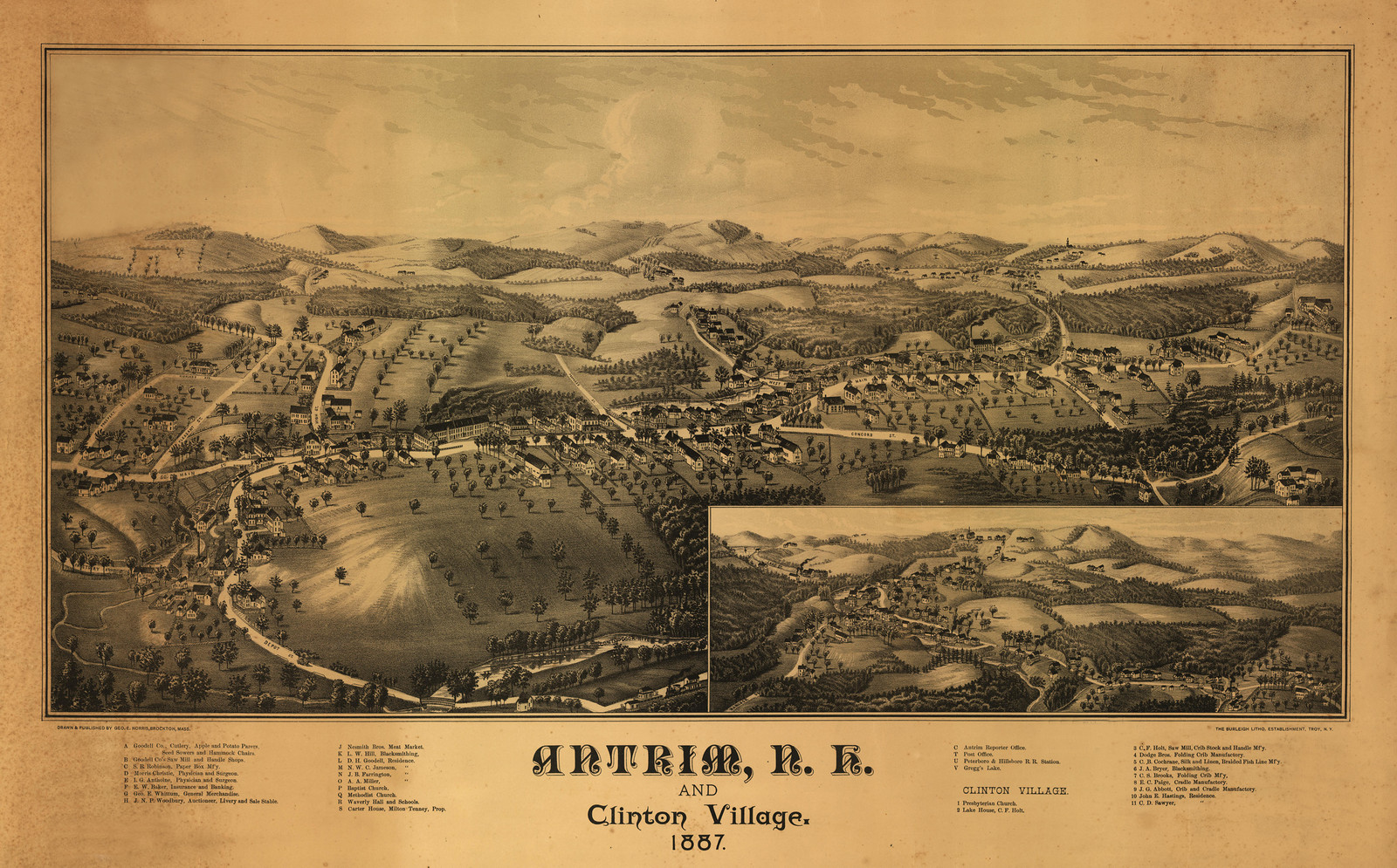 NH Antrim 1887 MAP, 1887 — antique map