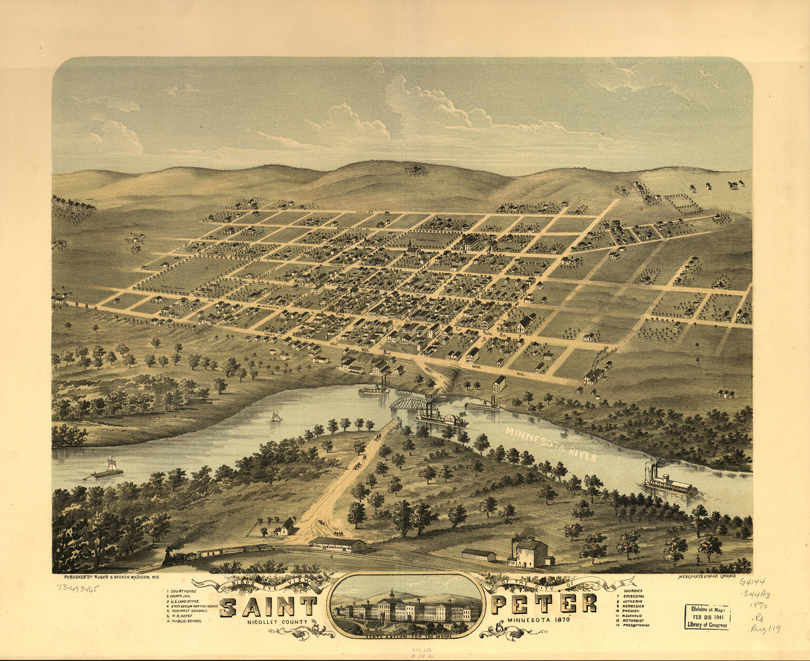 Saint Peter, Minnesota, 1870, 1870 — antique map