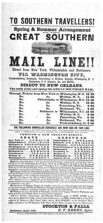 To Southern Travellers! Spring & Summer Arrangement of the Great Southern Mail Line
