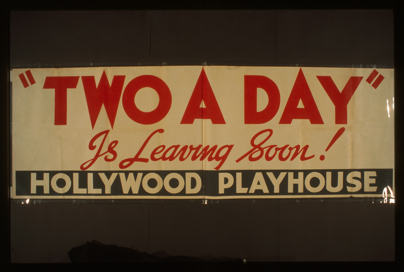 Two a day is leaving soon, 1936 — vintage poster