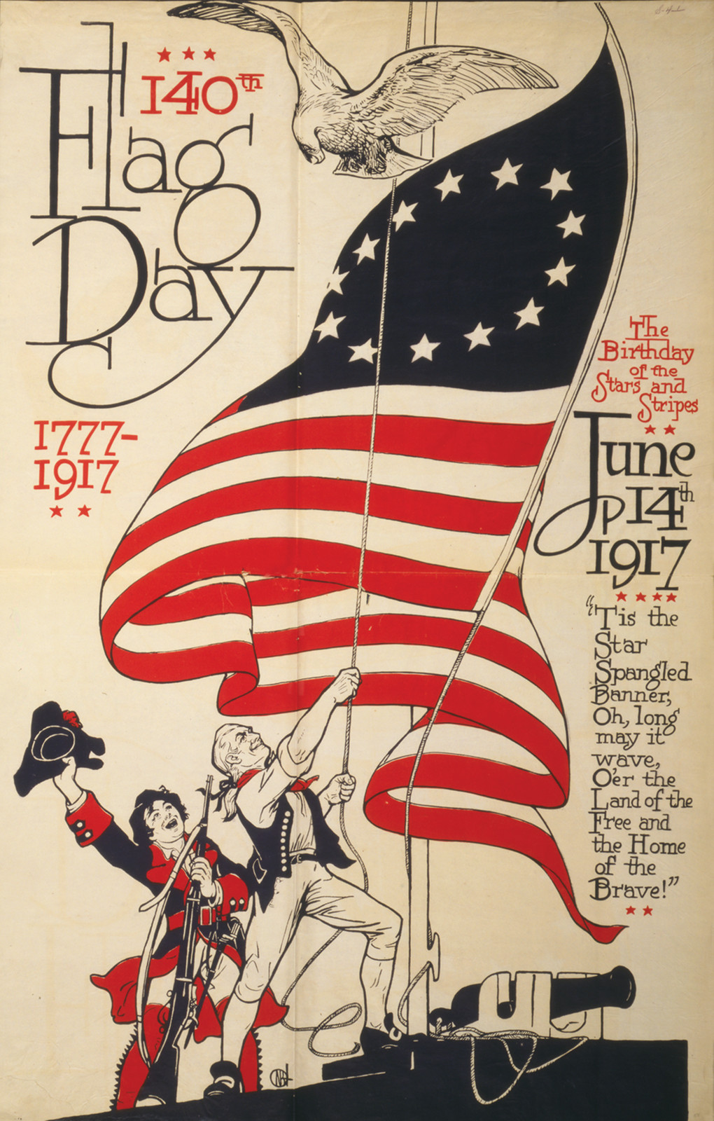 140th flag day, 1777-1917, c. 1917 — vintage poster