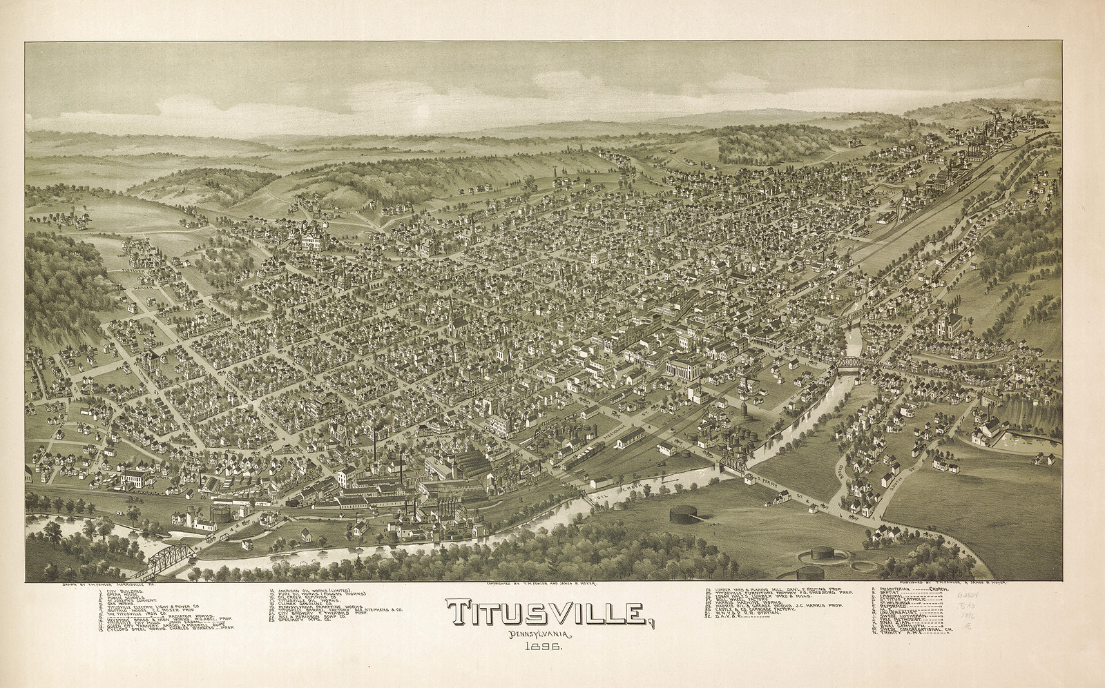 Titusville, Pennsylvania, 1896, 1896 — antique map