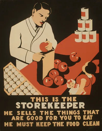 This is the storekeeper He sells the things that are good for you to eat (S) He must ke