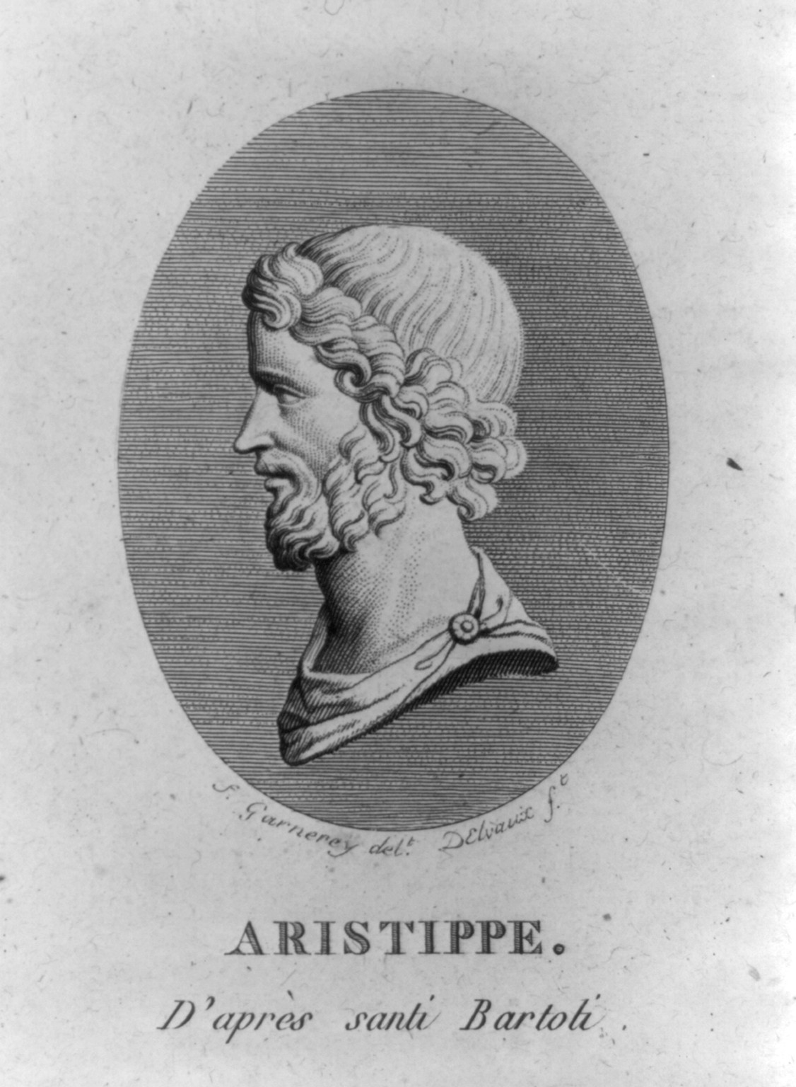 [Aristippus, bust portrait] — antique engraving