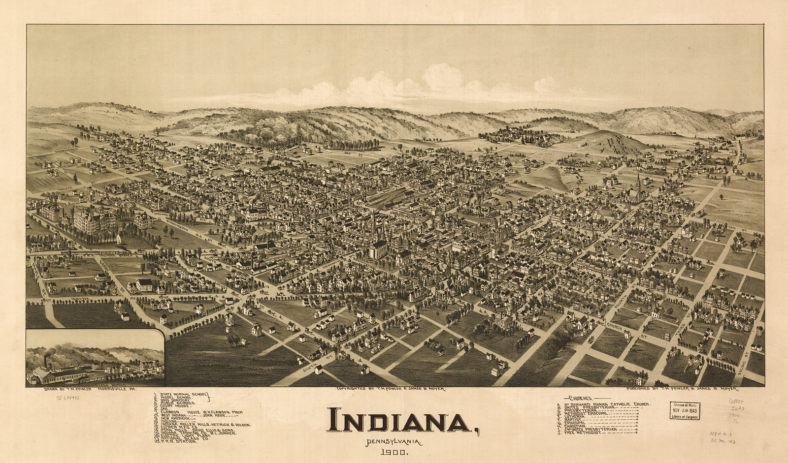 Indiana, Pennsylvania, 1900, 1900 — antique map