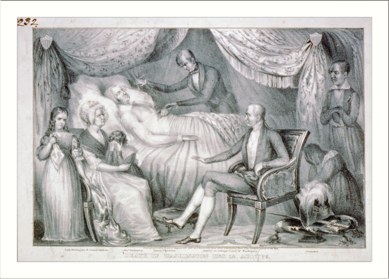 Death of Washington Dec. 14. AD. 1799, [New York] : N. Currier, 1841. — antique lithograph