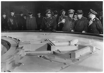 [Göring examining a scale model of Tempelhof Airport, Berlin]