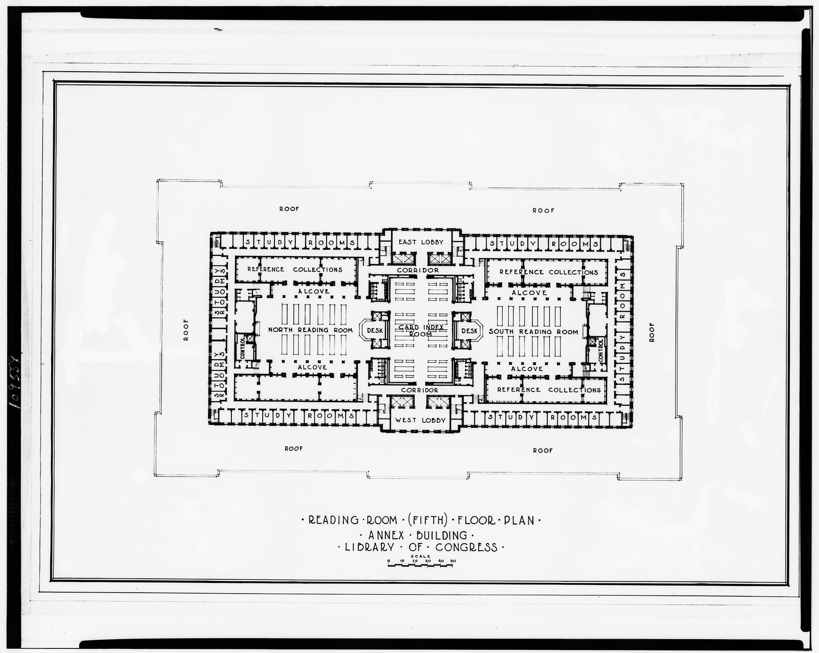 Reading Room (Fifth) Floor Plan, Annex Building, Library of Congress — historic image