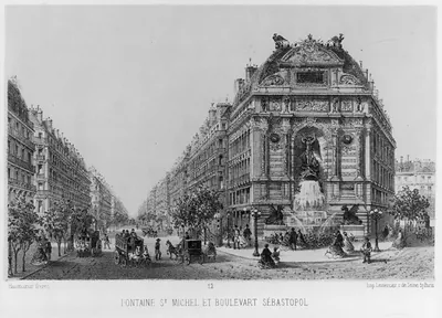 France - Paris: Fontaine St. Michel et Boulevard Sebastopol