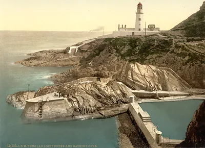 [Douglas Lighthouse and bathing cove, Isle of Man, England]