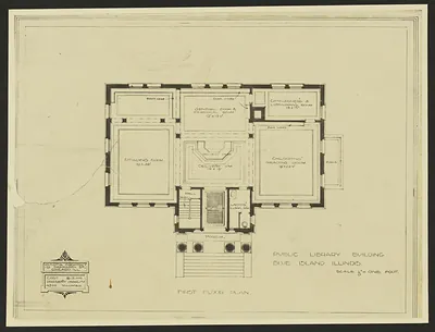 Public Library Building, Blue Island, Illinois: First Floor Plan