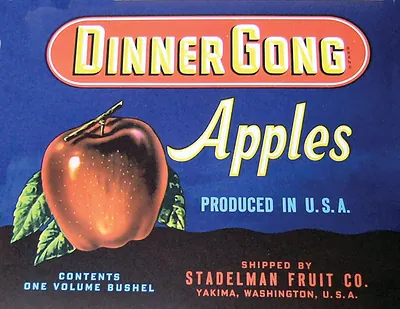 Dinner Gong Apples crate label, Stadelman Fruit Co.